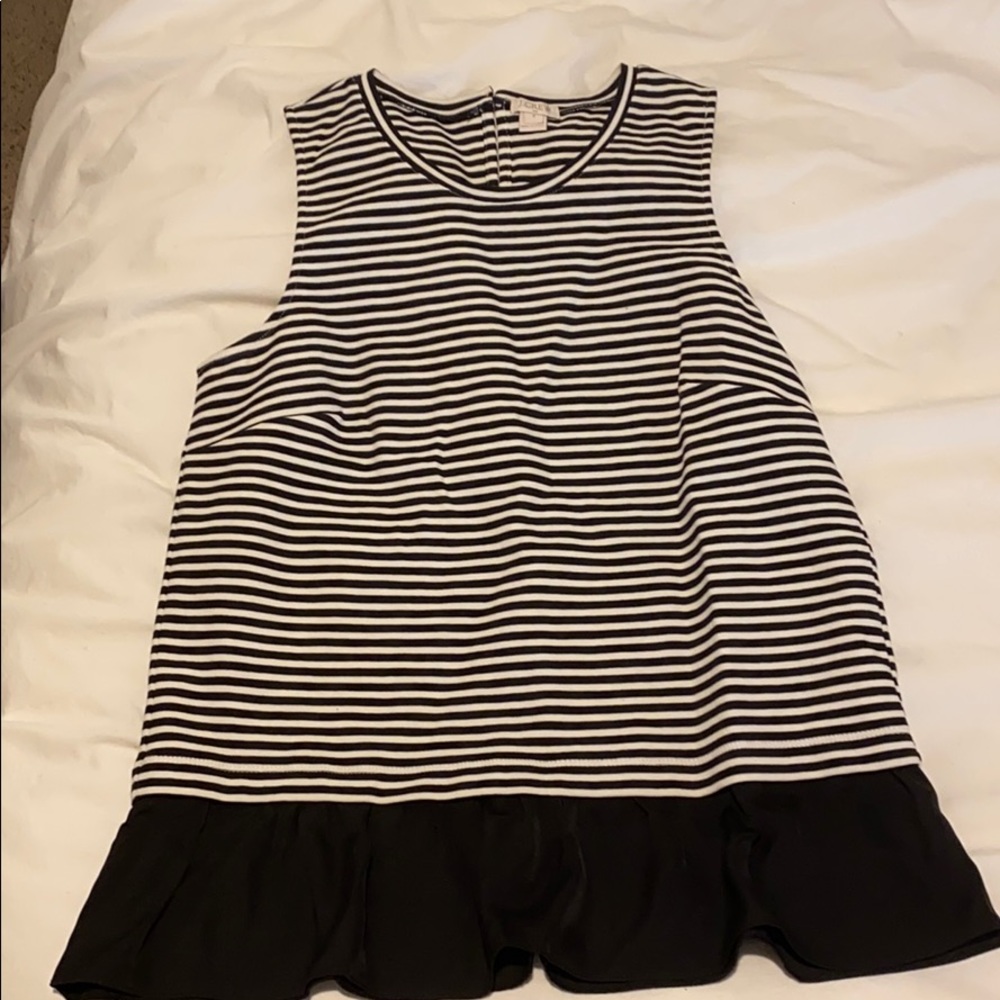 JCrew striped ruffle tank top